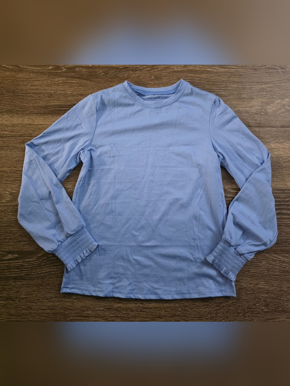 Girls' Long-Sleeve Light Blue Crewneck Top Size 140